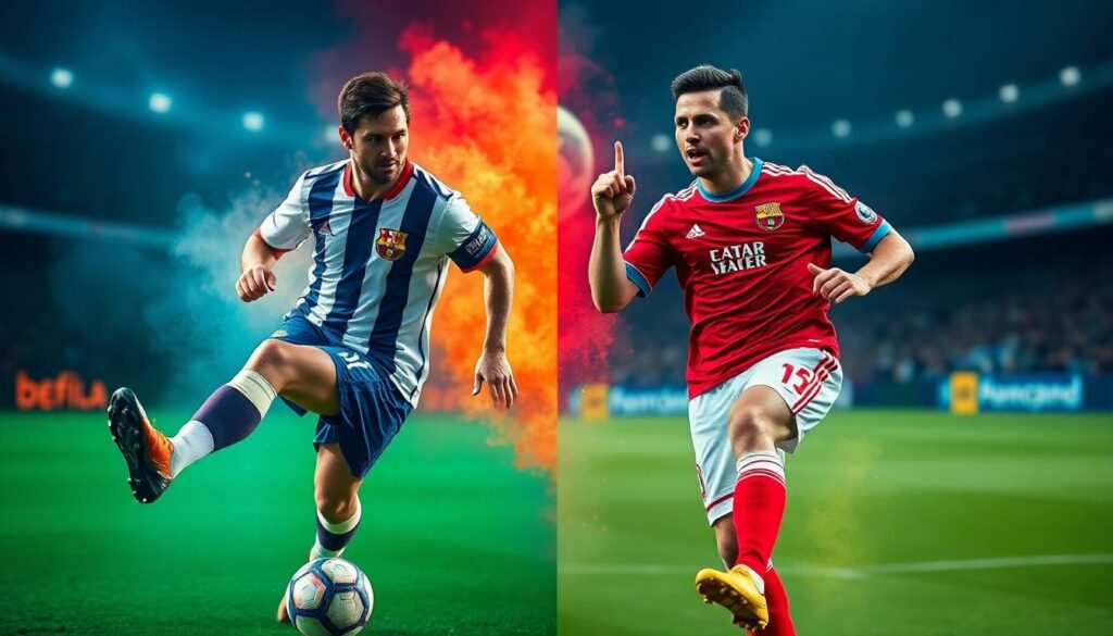 Звезды футбола эпохи X: сравнение стилей и техник - иллюстрация